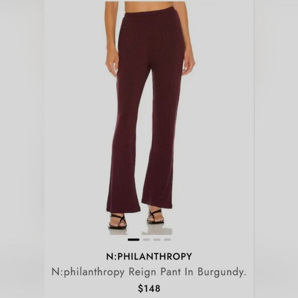 Revolve n: PHILANTHROPY NWT Reign Wine Red Pocketed Ribbed Wide Bootcut Pants XS - Picture 12 of 12